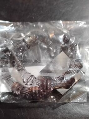 2" Beaded Black Resin Hoop Earrings Lightweight NWT
